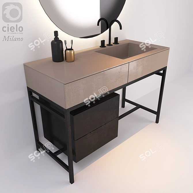 Modern Milano Ceramic Basin 3D model image 2