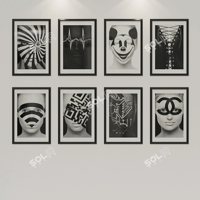 Black & White Faces: Picture Collection 3D model image 1