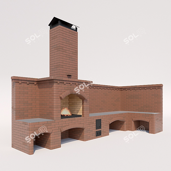 STOZIM BBQ: Authentic Brick-Style Model 3D model image 1