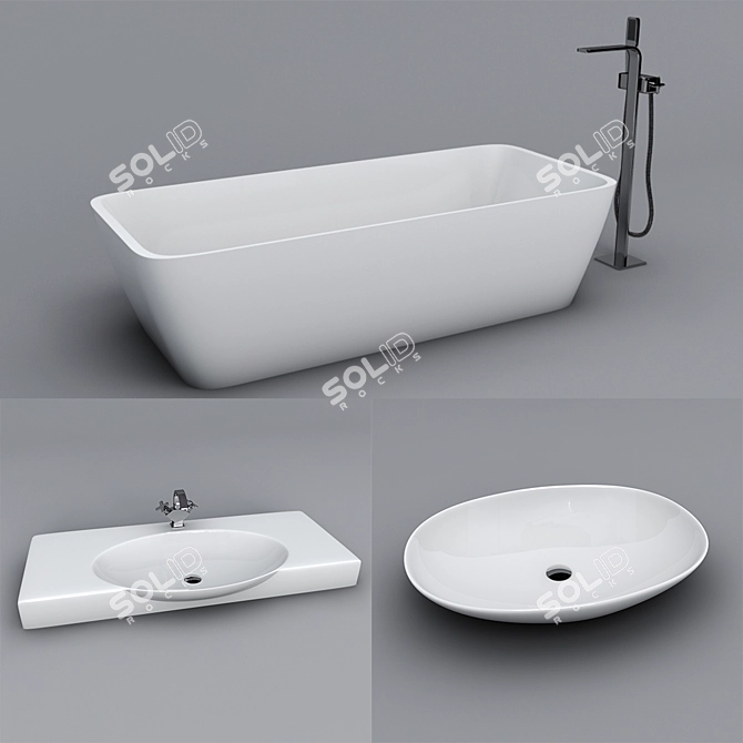 ArtCeram Bath & Washbasin Combo 3D model image 1