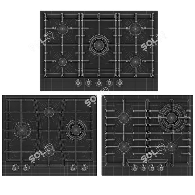 Elegant Gas Cooktops for Classico Collection 3D model image 3