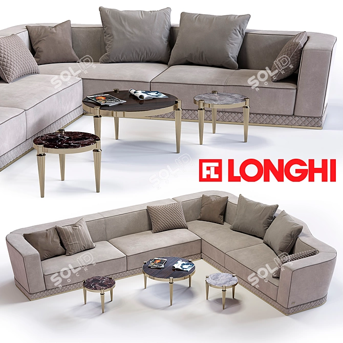 Fratelli Longhi WELLES: Luxurious Corner Sofa Set 3D model image 1