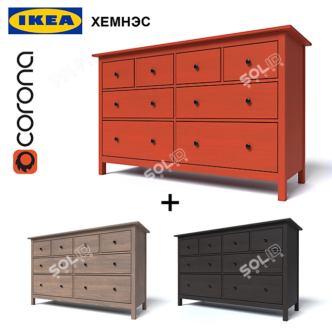 IKEA HEMNES Chest - Sleek Storage Solution 3D model image 1