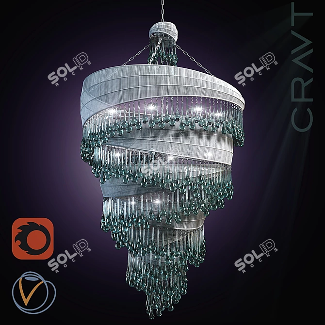 Elegant Wire & Glass Ceiling Lamp 3D model image 1