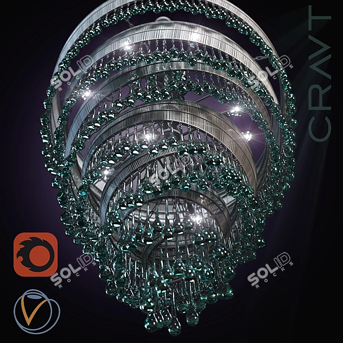 Elegant Wire & Glass Ceiling Lamp 3D model image 2