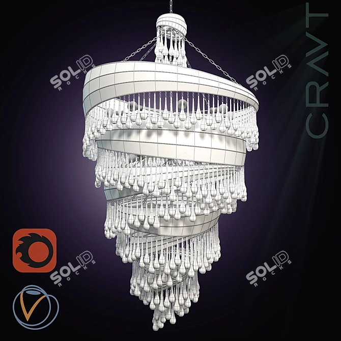 Elegant Wire & Glass Ceiling Lamp 3D model image 3
