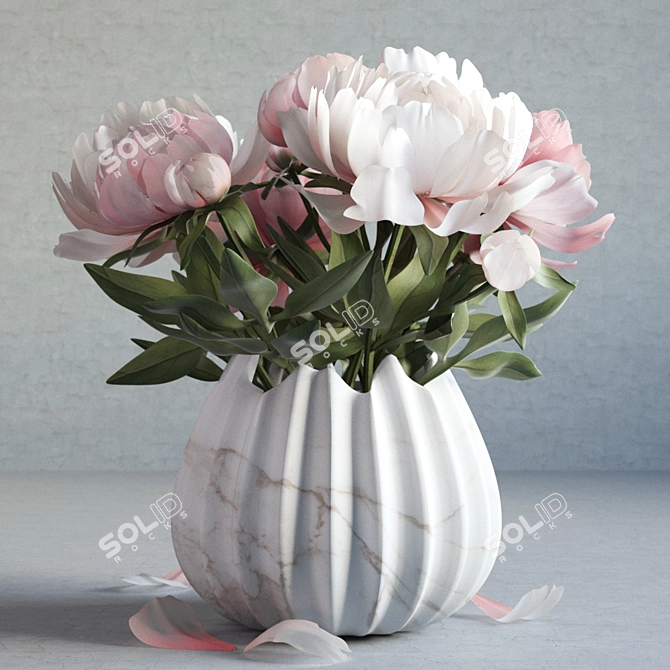 Elegant Peonies in a Vase 3D model image 1