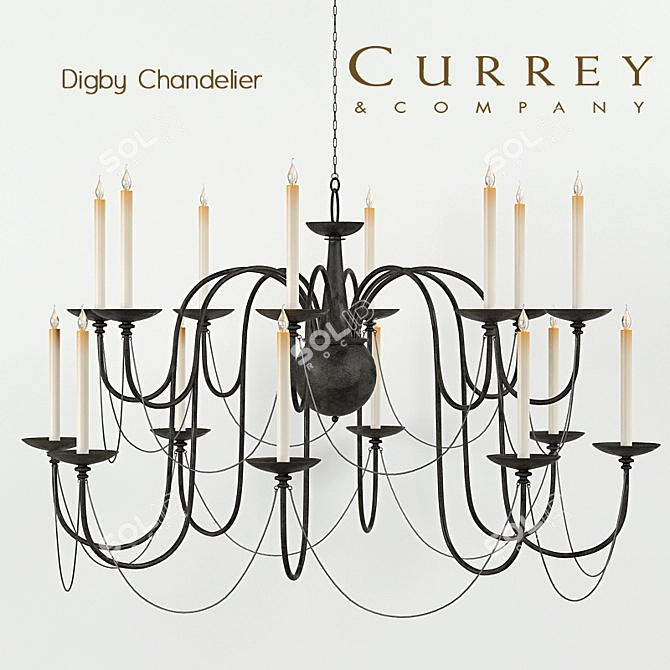 Digby Chandelier: Elegant 16-Light Metal Candle Holder 3D model image 1