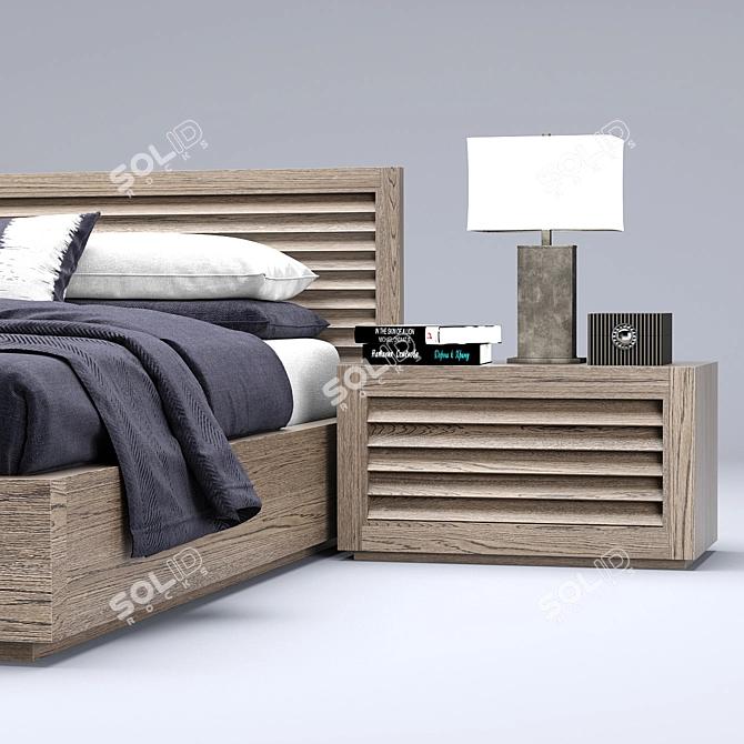 Elegant Grand Shutter Bed 3D model image 2