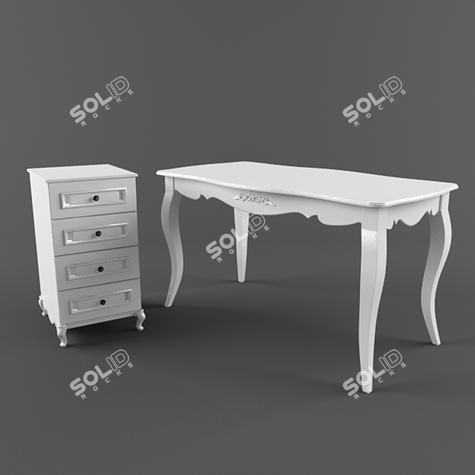 Elegant Pedestal Dining Table 3D model image 1