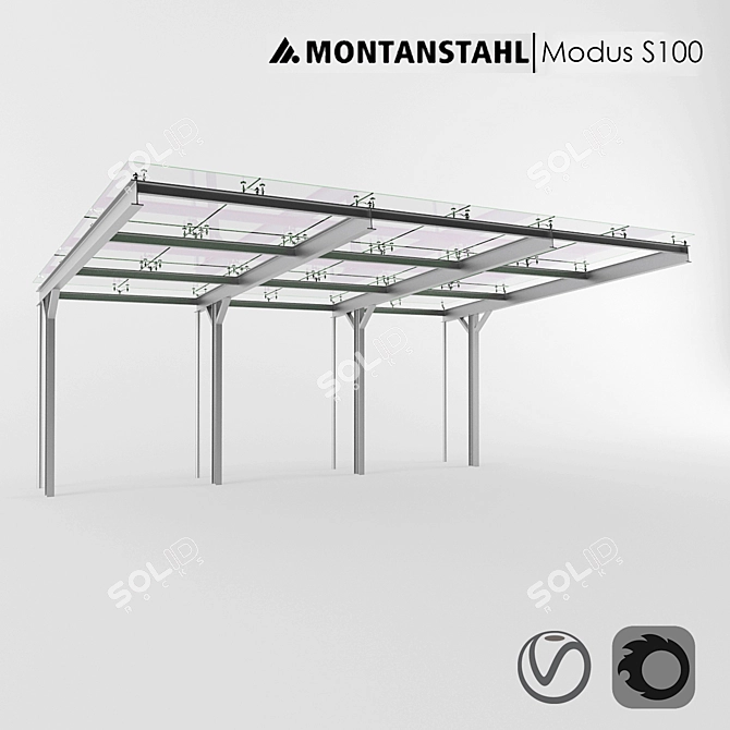 Modus S100 Glass Canopy with Stainless Steel Mountings 3D model image 1