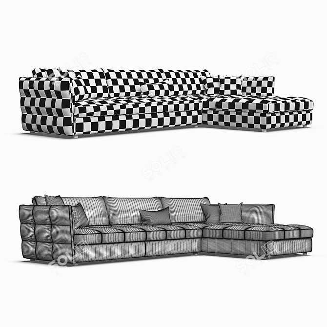 Elegant ROSHE BOBOIS Corner Sofa 3D model image 3