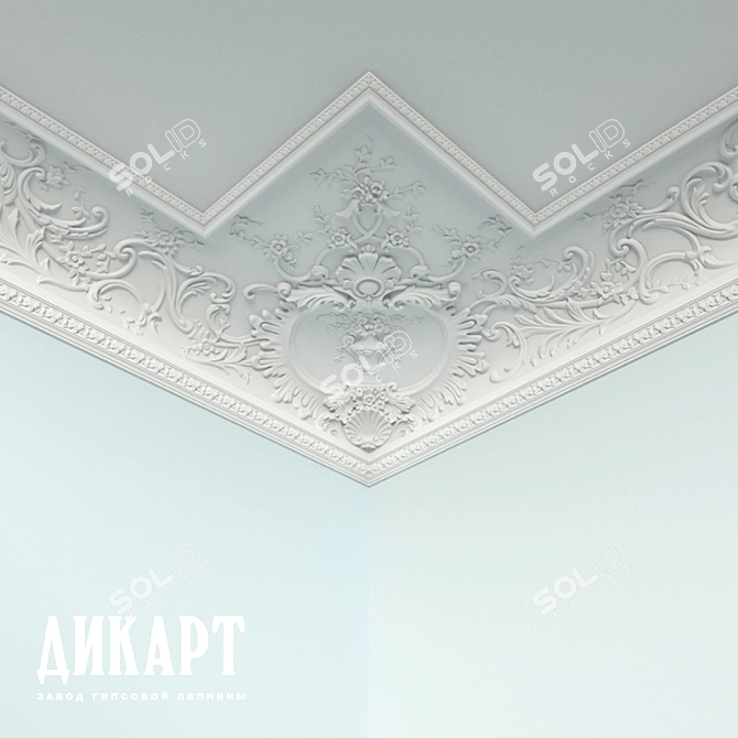 Product Title: DK-222 Gypsum Decorative Ornament 240x270mm 3D model image 2