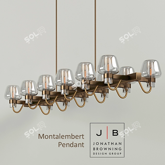 Modern Metal Chandelier & Sconces 3D model image 1