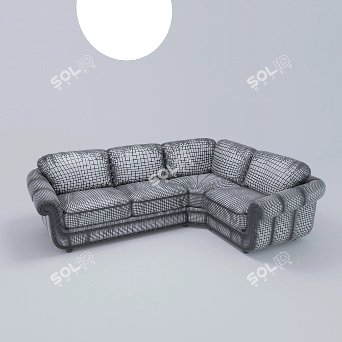 Stylish Leather Corner Sofa with Wooden Accents 3D model image 2