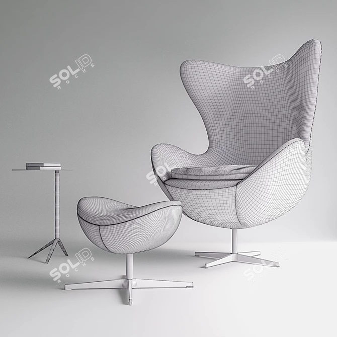 Fritz Hansen Egg Chair Set 3D model image 2