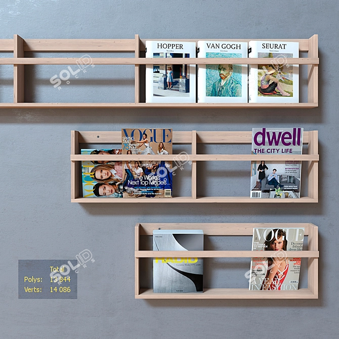 Vega Oak Magazine Rack 3D model image 2