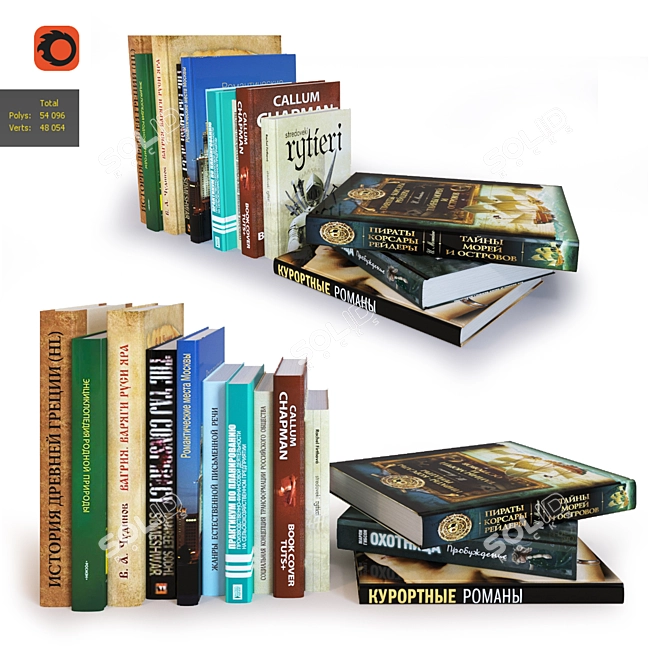 13 Book Collection: Textured Material, 2013 File & OBJ Included 3D model image 1