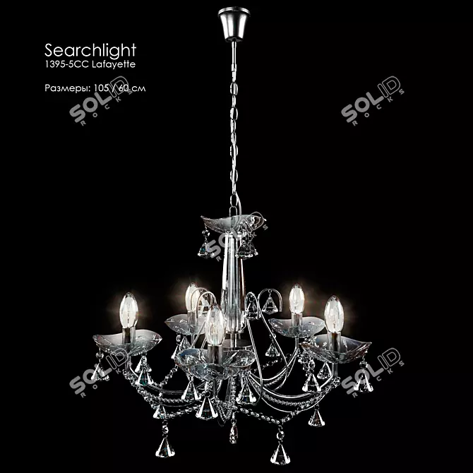 Elegant Lafayette 5-Light Chandelier 3D model image 1