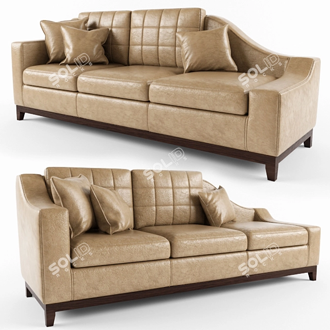 Modern Leather Sofa with Reclining Armrests 3D model image 1