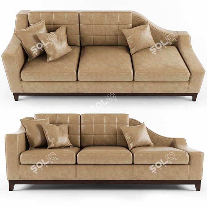 Modern Leather Sofa with Reclining Armrests 3D model image 2