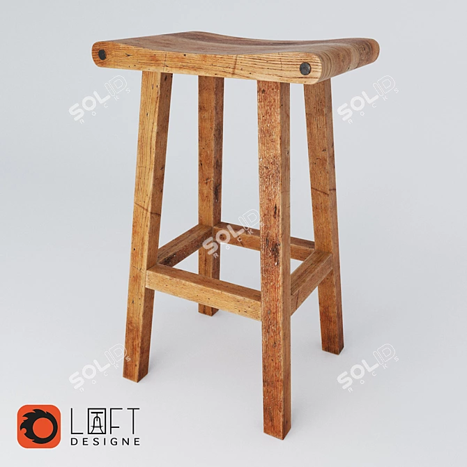 Industrial Loft Design Bar Stool 3D model image 1