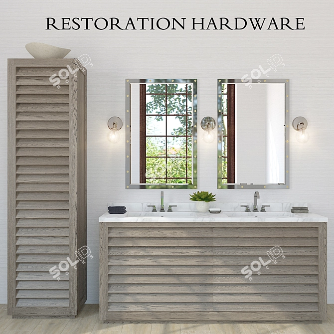 Grand Shutter Vanity Sink Set 3D model image 1