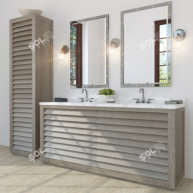 Grand Shutter Vanity Sink Set 3D model image 2