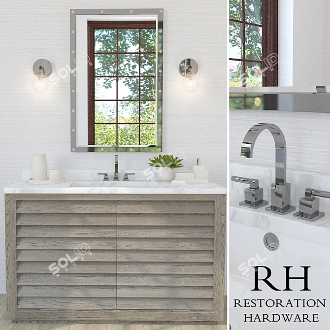 Elegant Grand Shutter Vanity Sink 3D model image 1