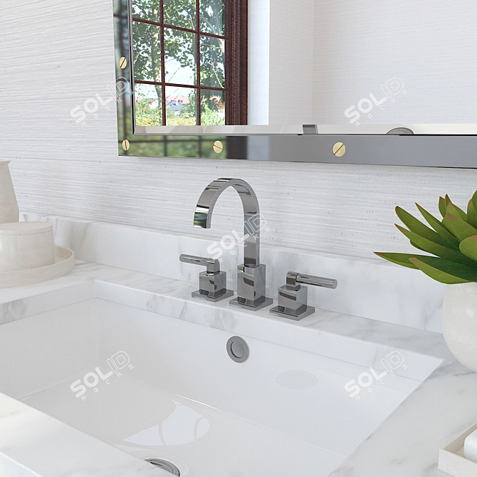 Elegant Grand Shutter Vanity Sink 3D model image 3