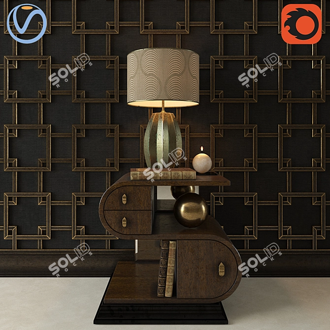 Title: Elegant Bedside Table Set 3D model image 1