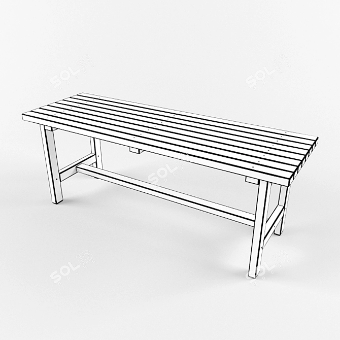 Rustic Wooden Loft Bench 3D model image 2