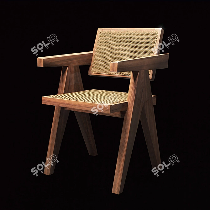 Vintage Pierre Jeanneret Armchair 3D model image 1