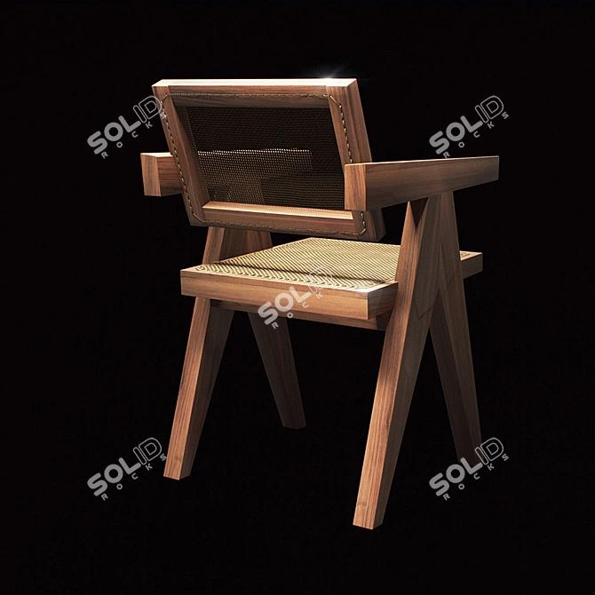 Vintage Pierre Jeanneret Armchair 3D model image 2