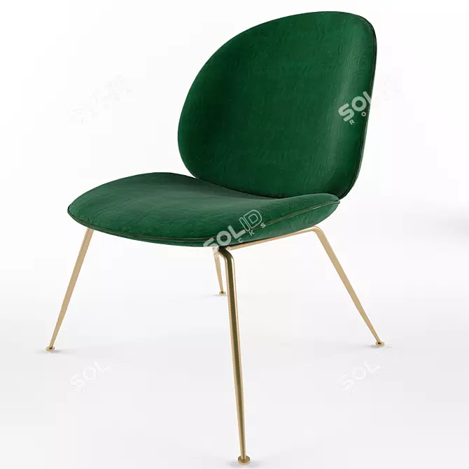 GUBI Velvet Lounge Chair 3D model image 1