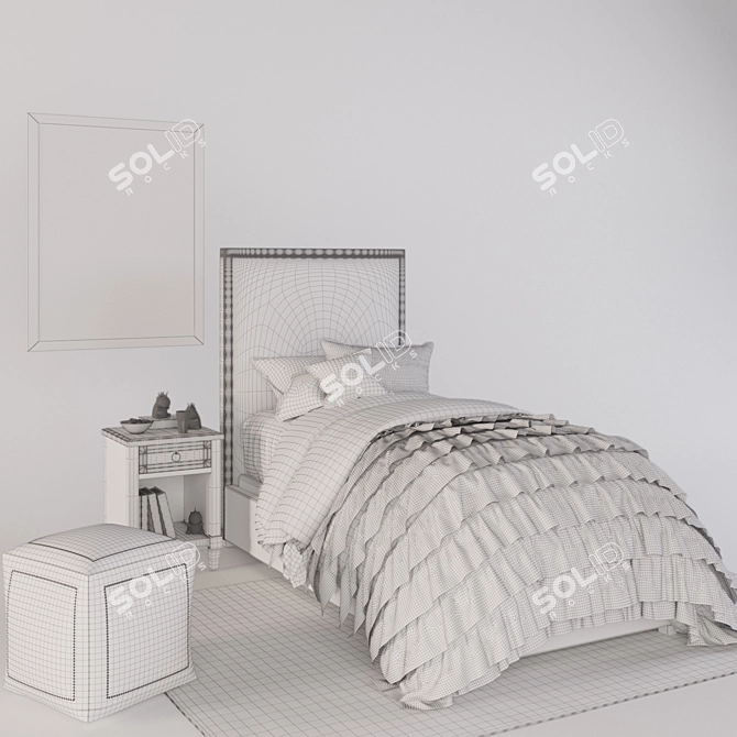 Elegant Sydney Upholstered Bed Ensemble 3D model image 2