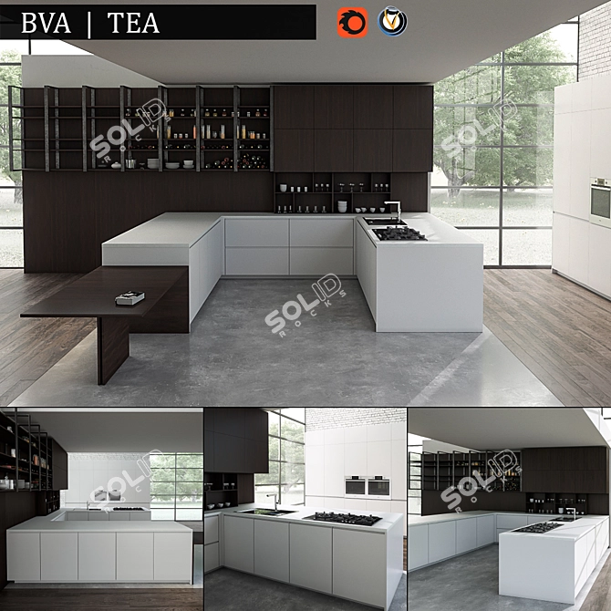 Ultra-Modern Kitchen Tea Set 3D model image 1