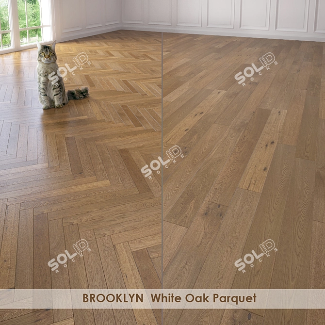 Brooklyn White Oak Parquet 3D model image 1