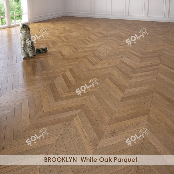 Brooklyn White Oak Parquet 3D model image 2