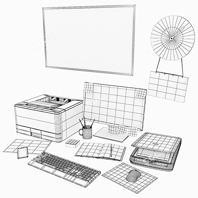 Ultimate Workspace Kit: Dell Monitor, HP Printer, Logitech Keyboard & Mouse, Epson Scanner 3D model image 3