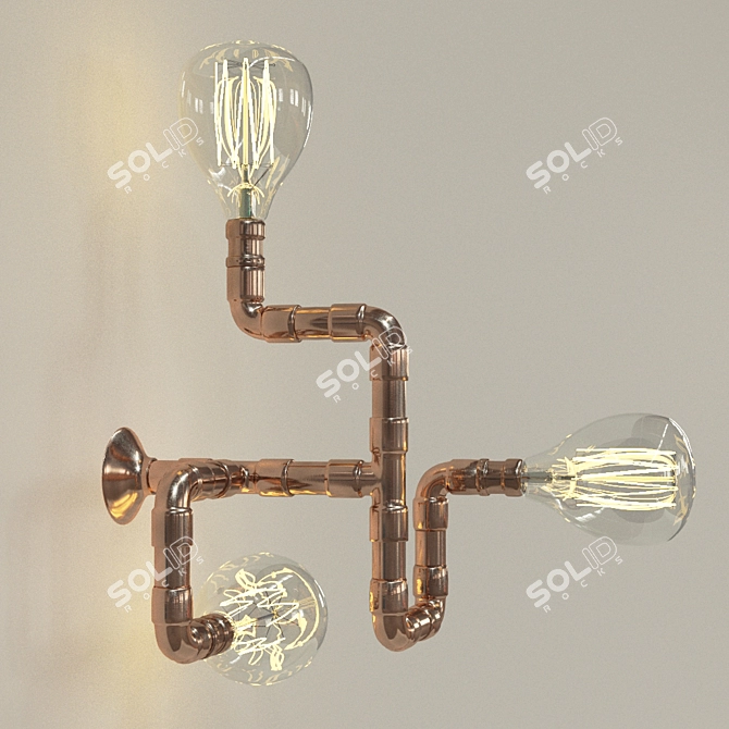Copper Pipe & Fitting Set 3D model image 2