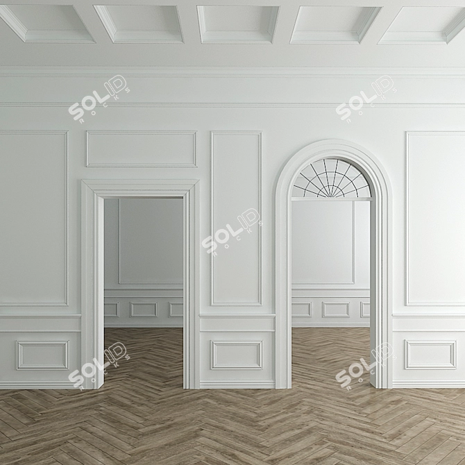 Elegant Stucco Decor for Walls 3D model image 1