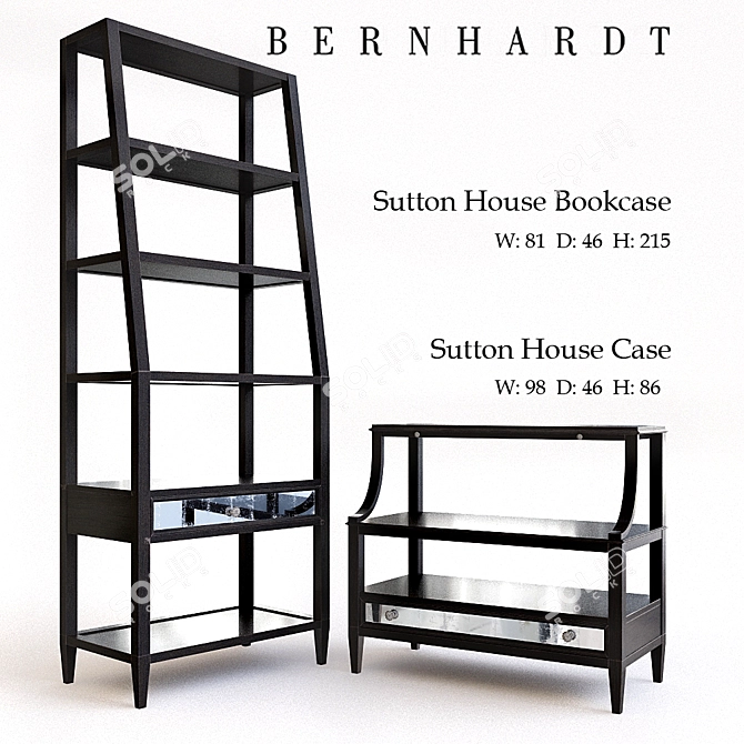 Sutton House Bookcase & Chest: Elegant Storage Solution 3D model image 1