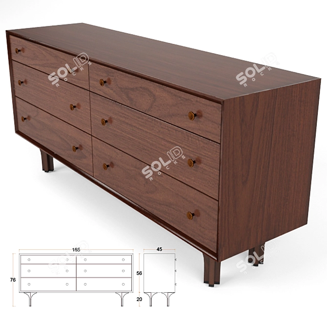 Mid-Century Grace: Glenn of California Dresser 3D model image 2