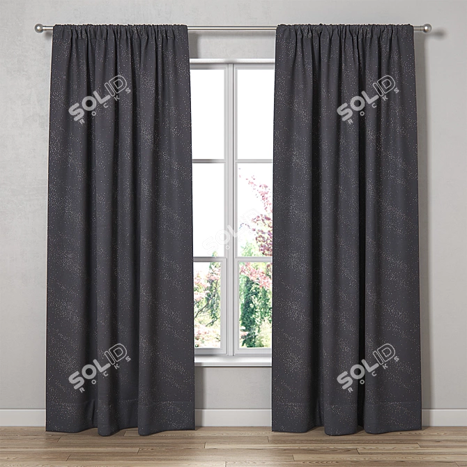 Sleek Polys Curtain Set 3D model image 1