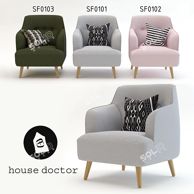 House Doctor Retro Style Armchair 3D model image 1