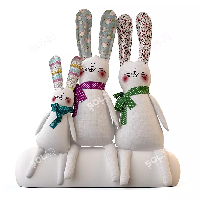 Soft and Cuddly Fabric Bunny 3D model image 1