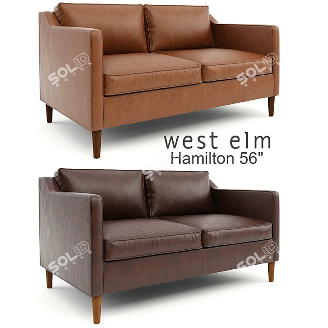 West Elm Hamilton Leather Sofa 3D model image 1