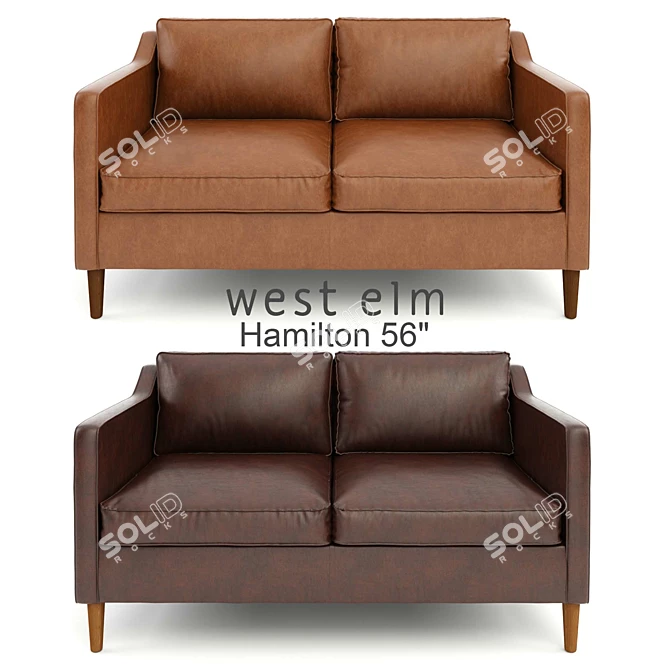 West Elm Hamilton Leather Sofa 3D model image 2