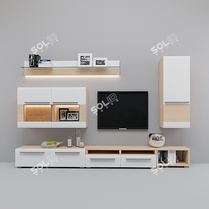 Modern Living Lumio: Elegant White Gloss Furniture Set 3D model image 1